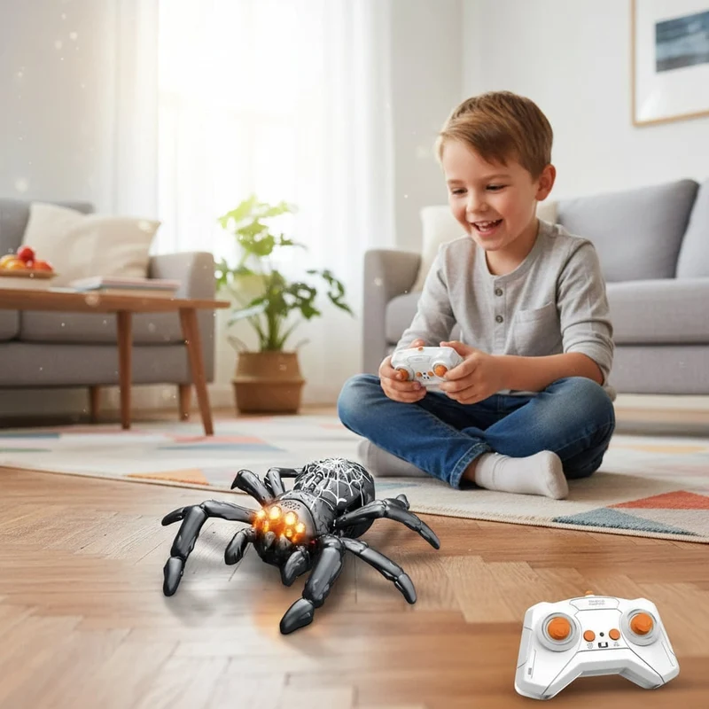 Halloween Remote-Controlled Wall-Climbing Spider with Glowing Eyes