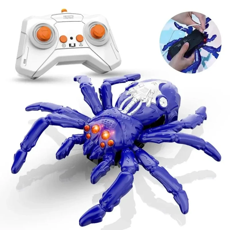 Halloween Remote-Controlled Wall-Climbing Spider with Glowing Eyes