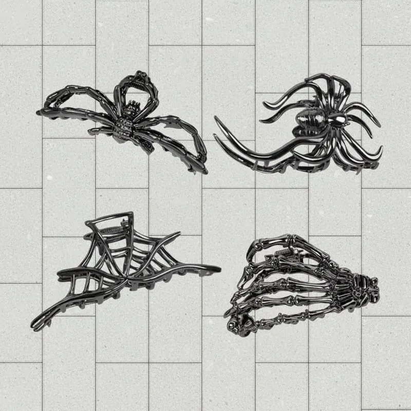 Halloween Spider, Bat, and Skull Hair Clips and Barrettes for a Party