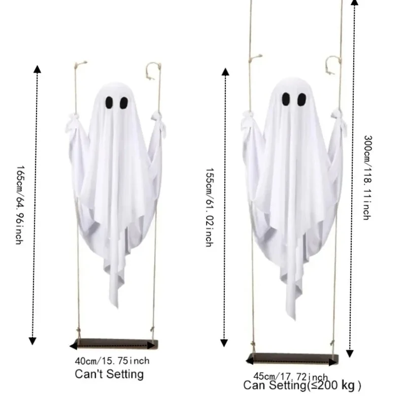 Halloween Glowing Ghost on a Swing with LED Remote Control
