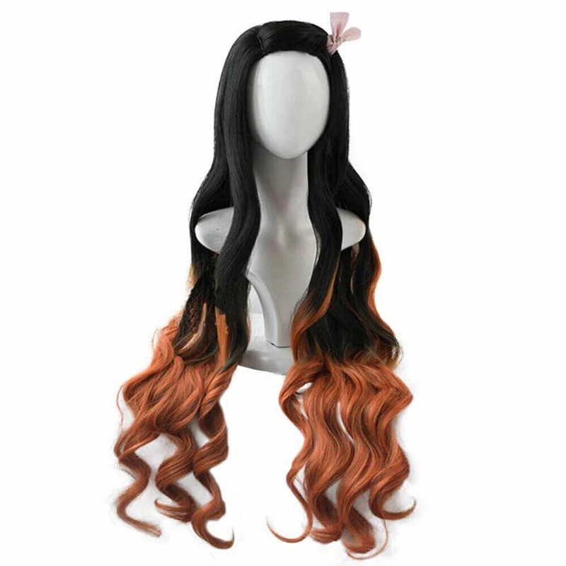 Women's Halloween Anime Cosplay Wig with Black Bangs and Layered Strands