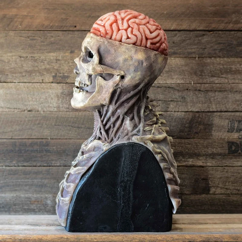 Halloween Latex Skull Mask with Exposed Brain and Rib Cage for Parties