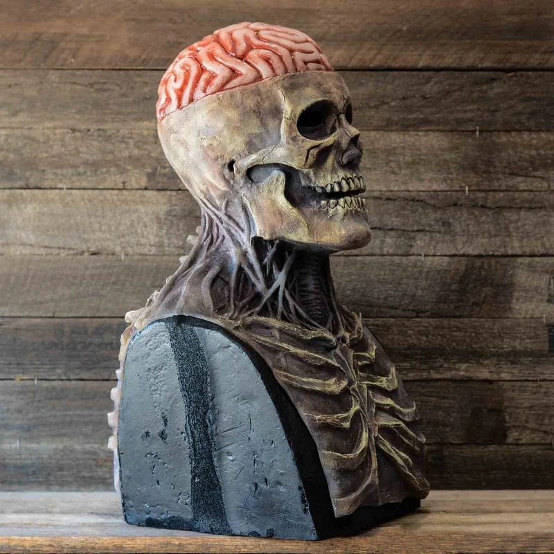 Halloween Latex Skull Mask with Exposed Brain and Rib Cage for Parties