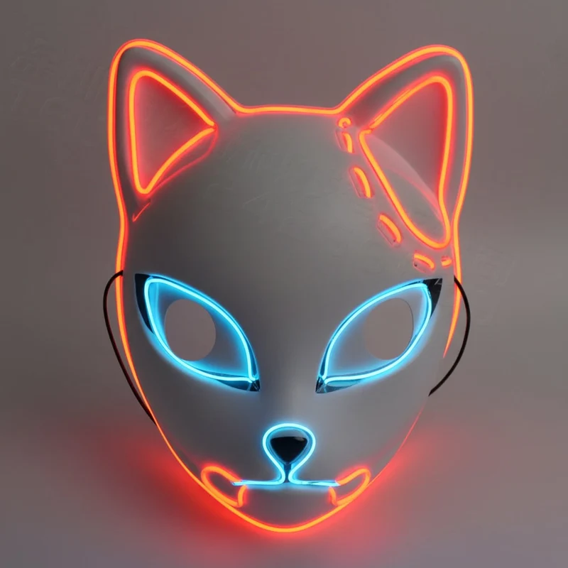 Halloween LED Cat Anime Cosplay Mask with Glowing Illumination for Masks