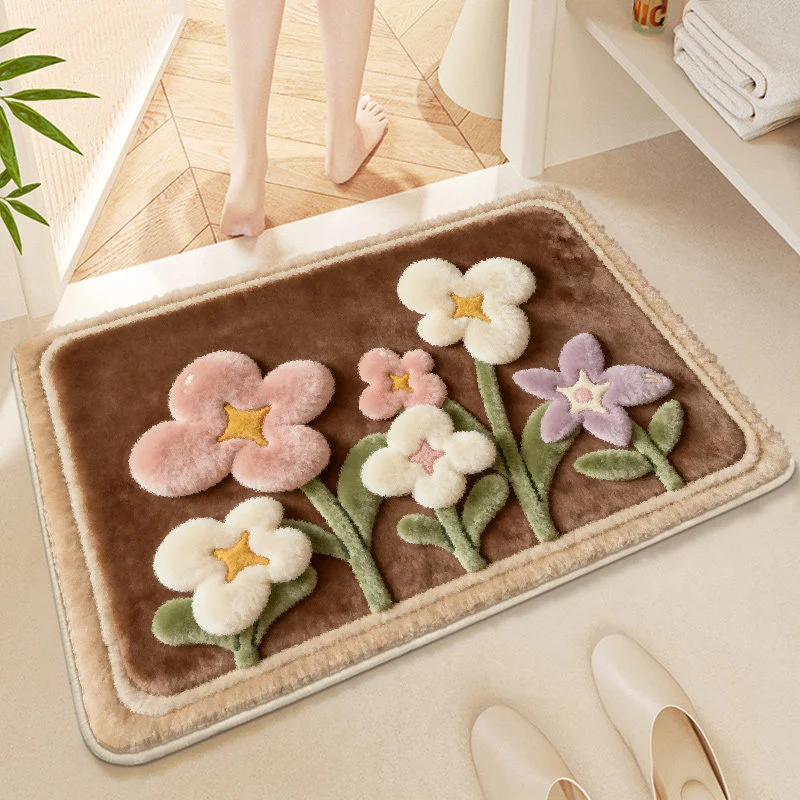 Florale gestickte Badmatte