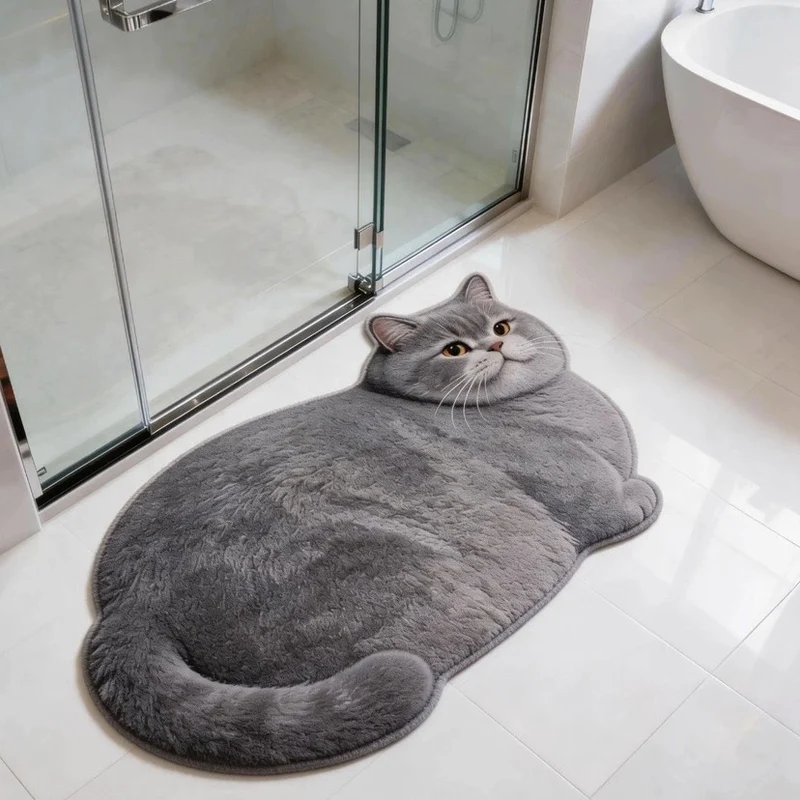 Katzenförmige Plüsch-Badematte