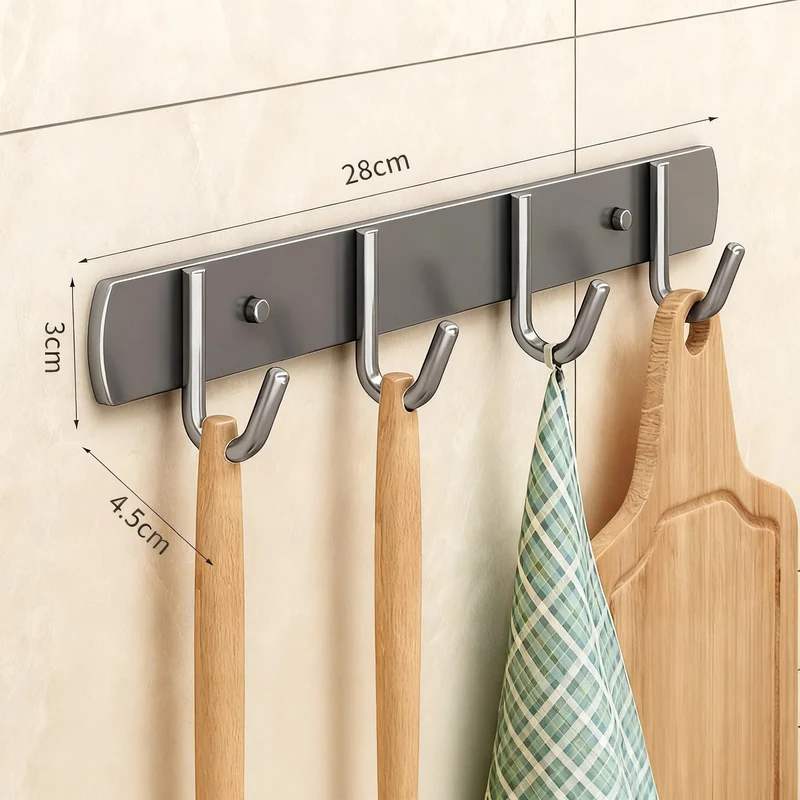 Edelstahl-Küchenhalter mit mehreren Haken