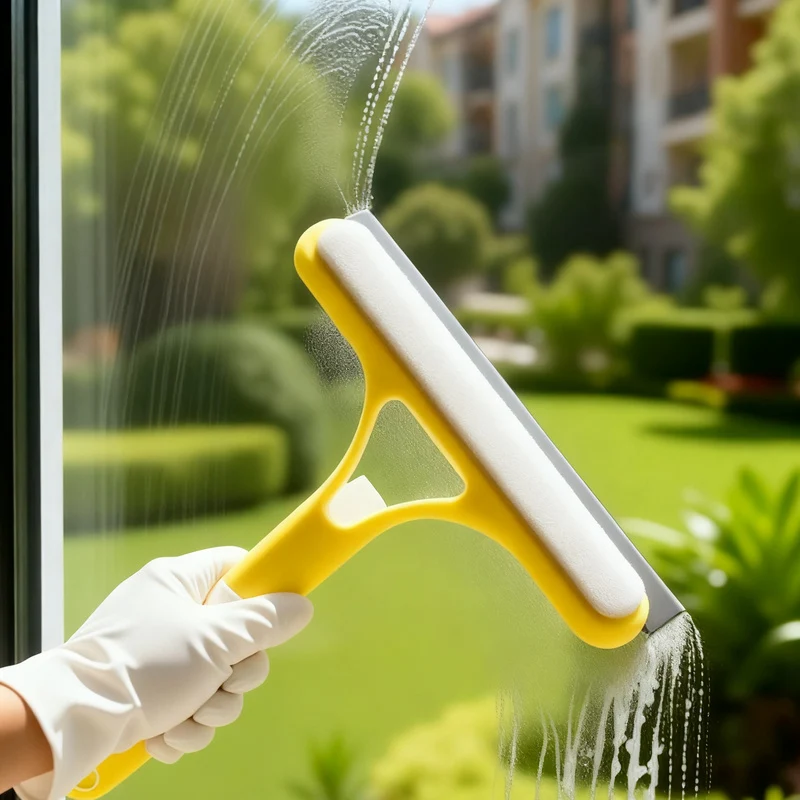 Fensterreiniger mit Sprühflasche und Abzieher