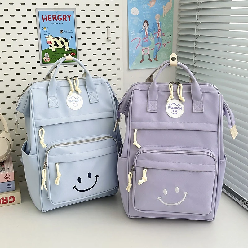 Trendy Multi-Taschen Smiley-Gesicht Rucksack Karnz