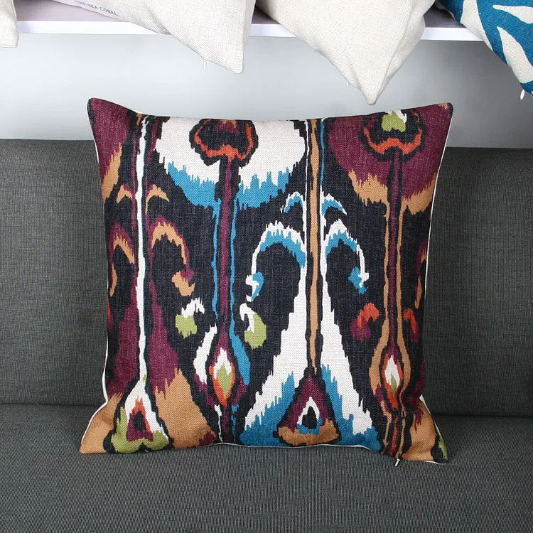 Ikat-Print Quadrat Decorative Throw Kissenbezug mit verborgener Reißverschluss