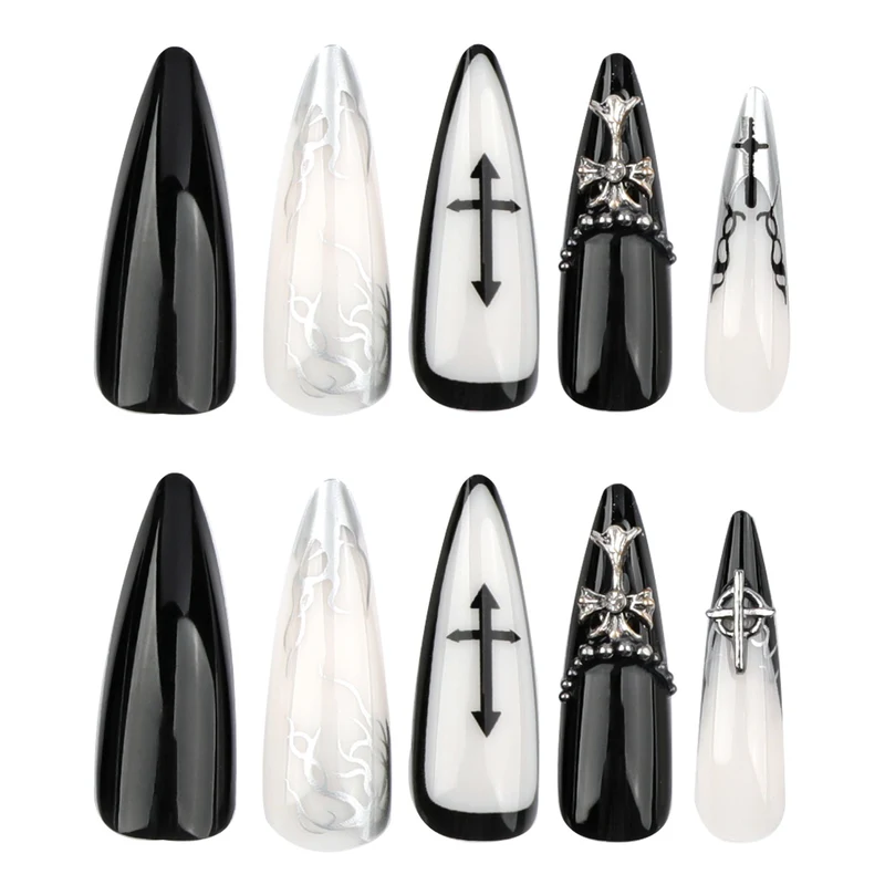 Kunstvolle Stiletto-Nägel mit einzigartigen 3D-Details und eleganten Akzenten Karnz