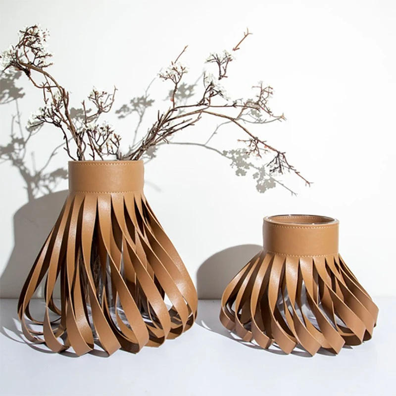 Künstlerische Leder Dekorative Vase