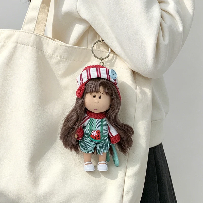 Hooded Doll Bag Charm Schlüsselanhänger mit Denim-Outfit & Schlaufe Karnz