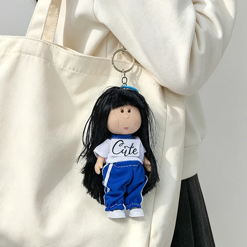 Hooded Doll Bag Charm Schlüsselanhänger mit Denim-Outfit & Schlaufe Karnz