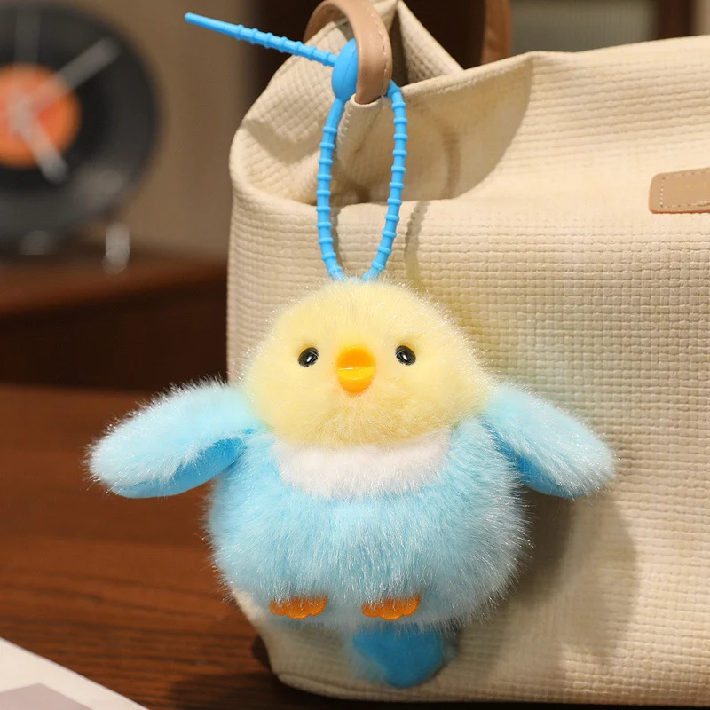 Fluffy Plush Chick Bag Charm Schlüsselanhänger mit flexiblem Schlaufenriemen Karnz