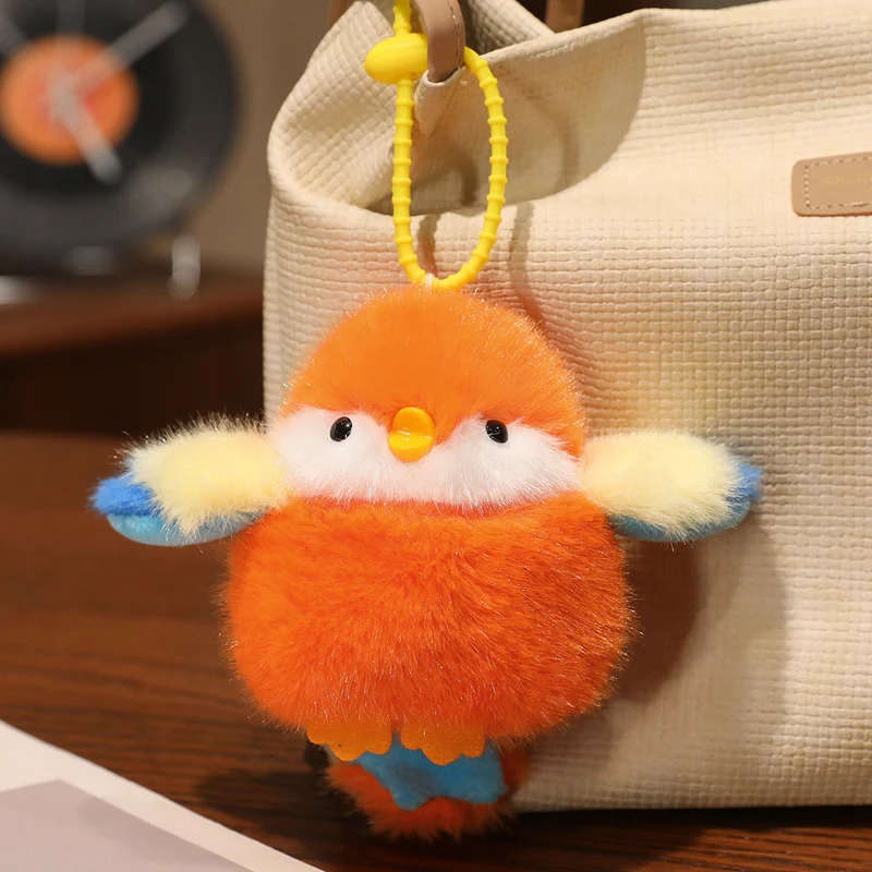 Fluffy Plush Chick Bag Charm Schlüsselanhänger mit flexiblem Schlaufenriemen Karnz