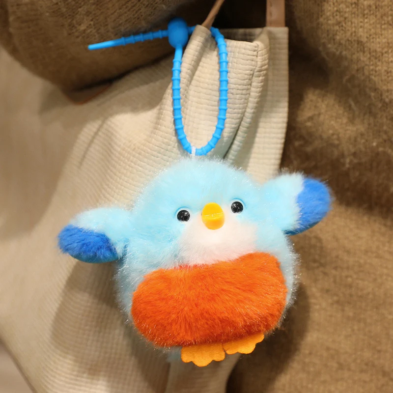 Fluffy Plush Chick Bag Charm Schlüsselanhänger mit flexiblem Schlaufenriemen Karnz