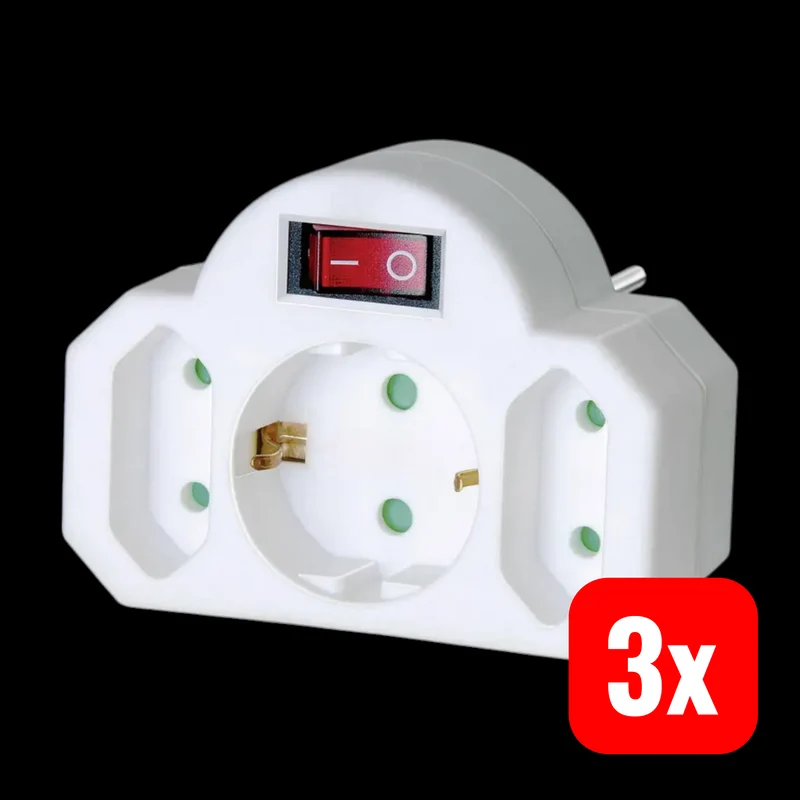 3x B-Ware Brennenstuhl Adapter-Schutzkontakt Euro-Steckdose Steckdosenleiste 3 STÜCK