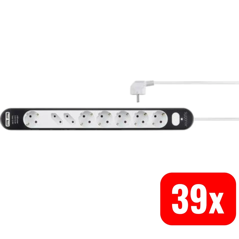 39x B-Ware Sygonix SY-4538278 Steckdosenleiste Mehrfachstecker USB Schutzkontakt 39 STÜCK