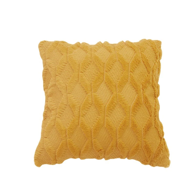 Quadratischer Zierkissenbezug mit dreidimensionalem Wabenrelief aus soften Chenille-Fasern Karnz