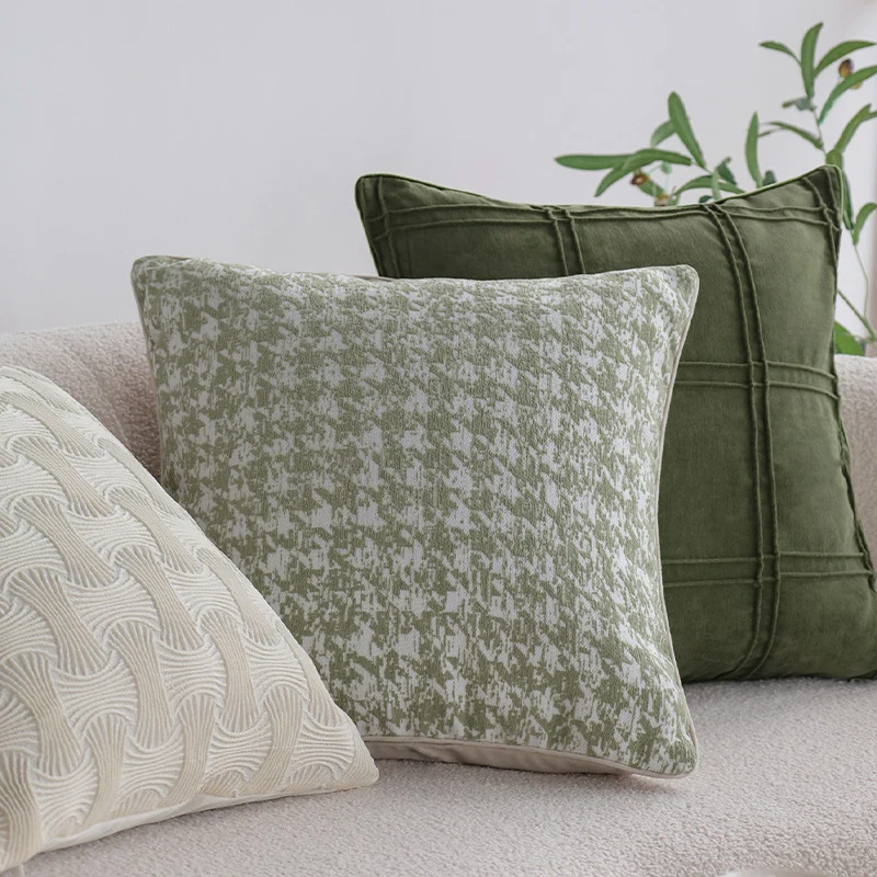Quadratischer Kissenbezug mit abstraktem Hahnentritt‑Jacquard und feiner Leinenmischung Karnz