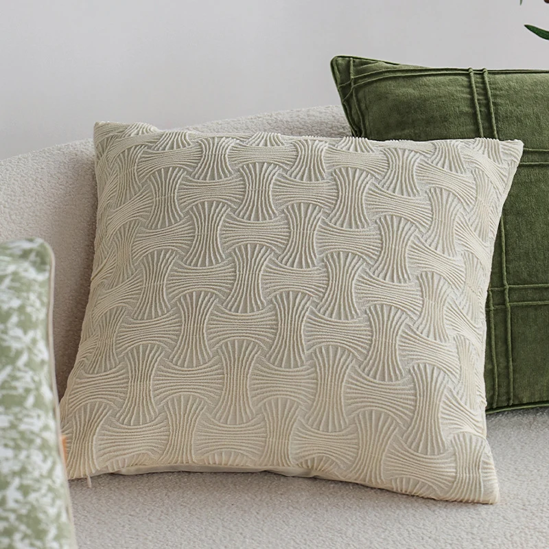 Quadratischer Kissenbezug mit abstraktem Hahnentritt‑Jacquard und feiner Leinenmischung Karnz
