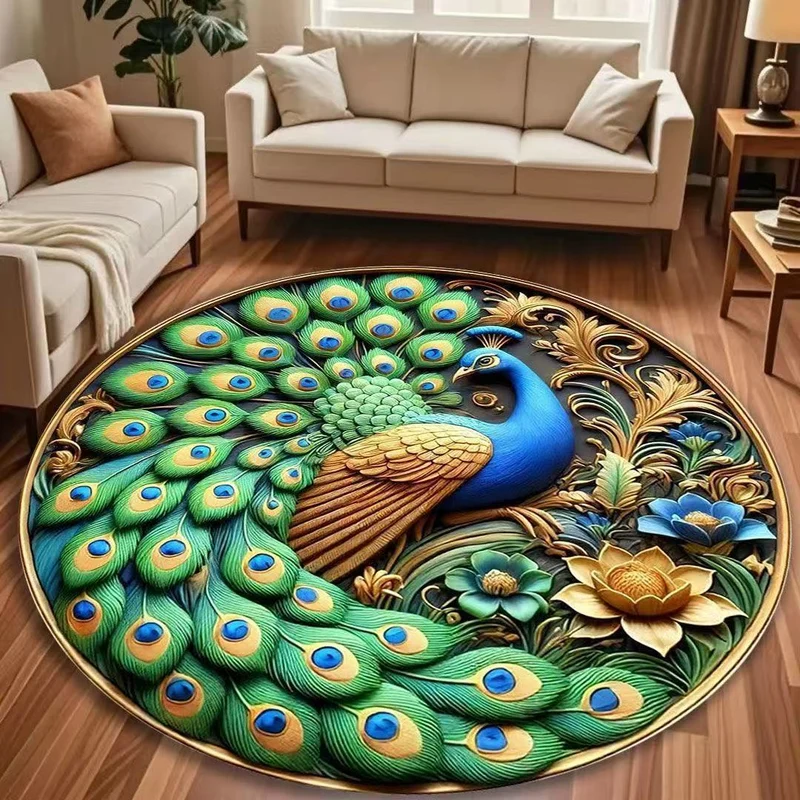 Runder Pfau-inspirierten Teppich