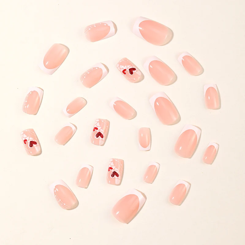 Herz-Beschmückte Acryl-Nagelkunsterweiterungen Karnz