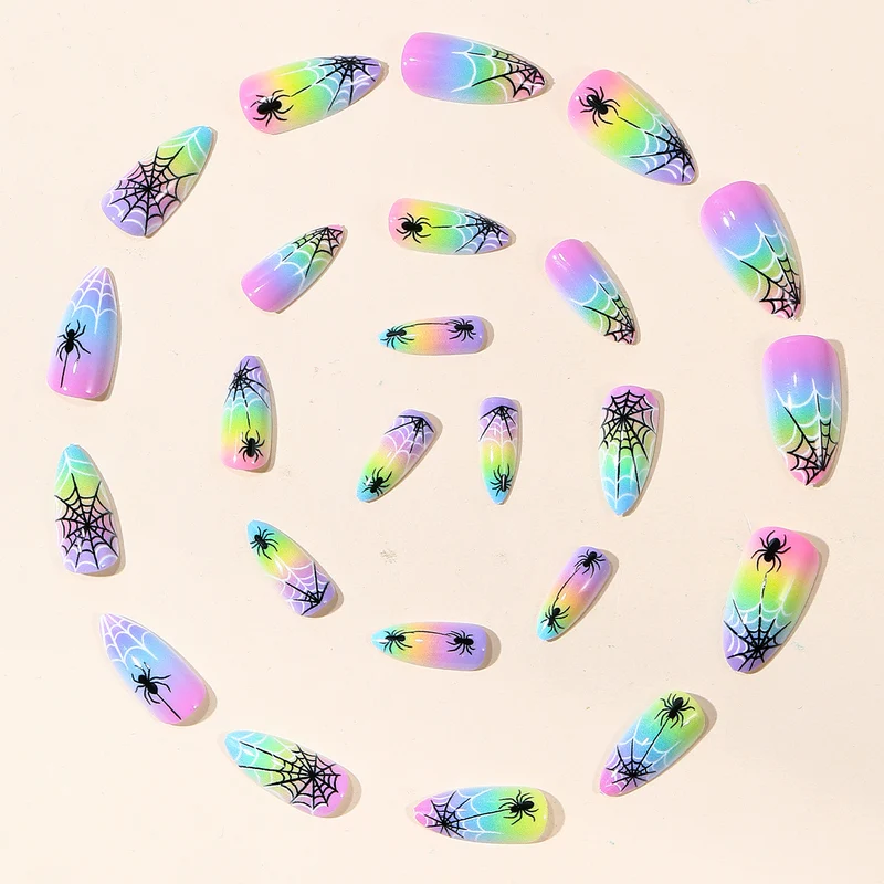 Buntes Spinnennetz Nagelkunst Set Karnz