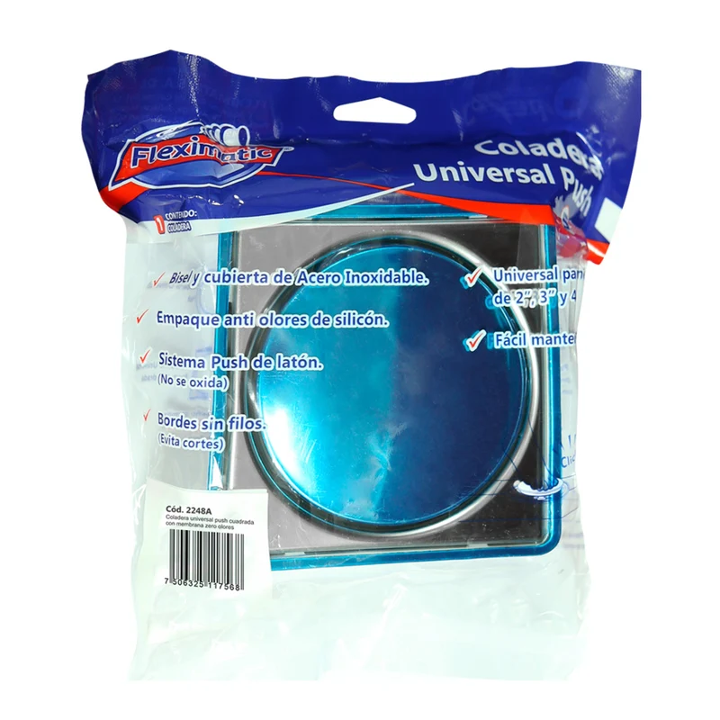 Fleximatic Coladera Universal Cuadrada Push Antiolores