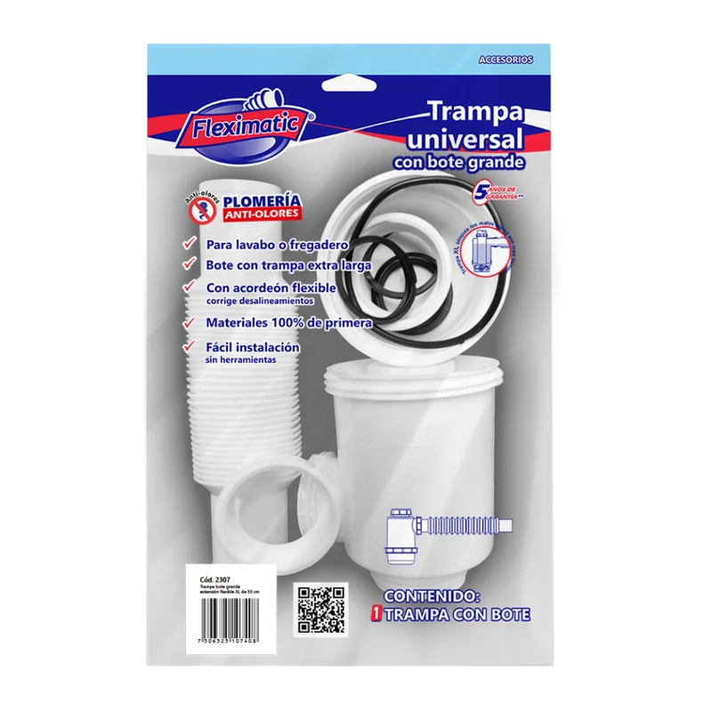 Fleximatic Trampa Universal para Fregadero con Bote Grande