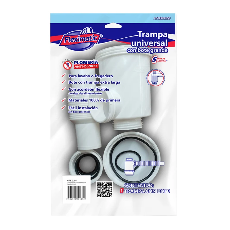 Fleximatic Trampa Universal para Fregadero con Bote Grande