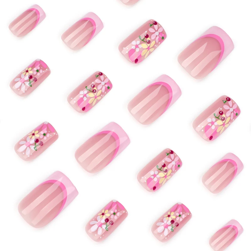 Kunstvolle Nagelgestaltung mit bunten Blumenmustern Karnz