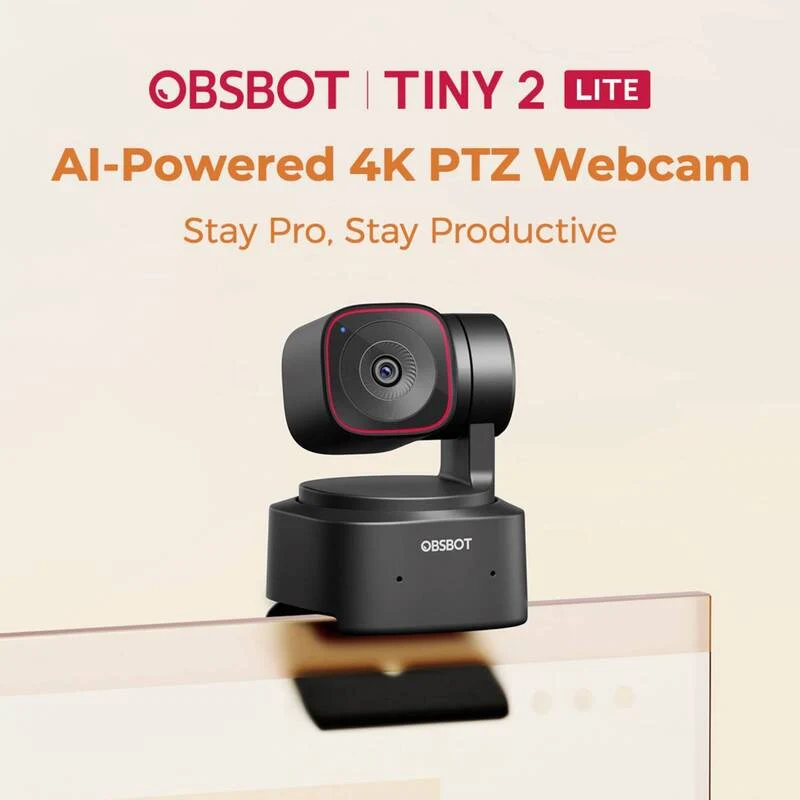 B-Ware OBSBOT Tiny 2 Lite 4K Webcam mit AI Auto-Tracking und Klemm-Halterung schwarz