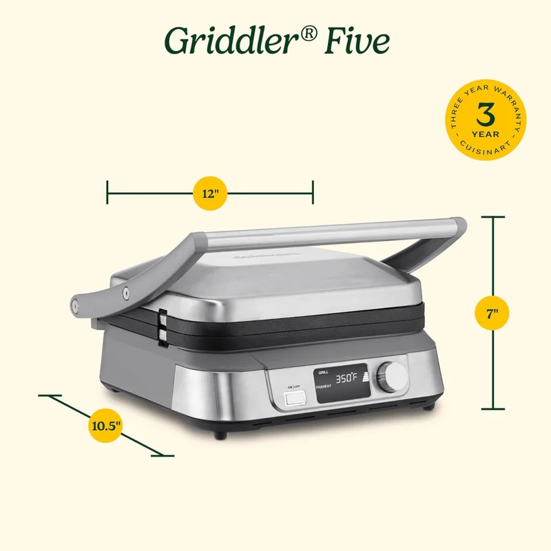 Cuisinart Parrilla Eléctrica Acero Inoxidable Griddler, GR-5BNAS
