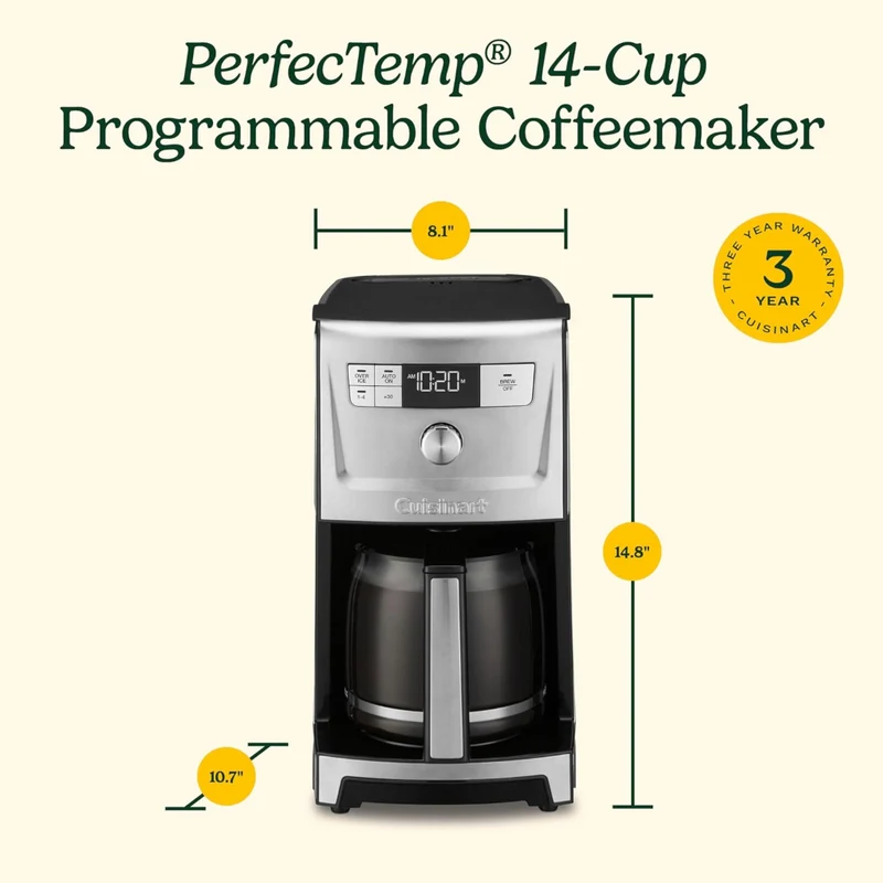 Cuisinart Coffee Maker Eléctrico 14 Tazas Perfect Temp, DCC-3500BKS