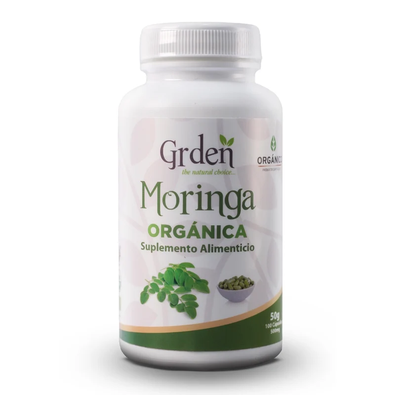 Grden Suplemento Alimenticio Moringa Orgánica Sistema Inmunitario, 100 Cápsulas