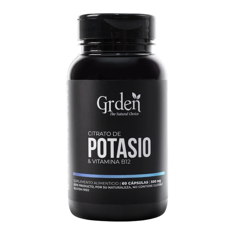 Grden Suplemento Alimenticio Citrato de Potasio + Vitamina B12 Sistema Muscular/Nervioso, 60 Cápsulas