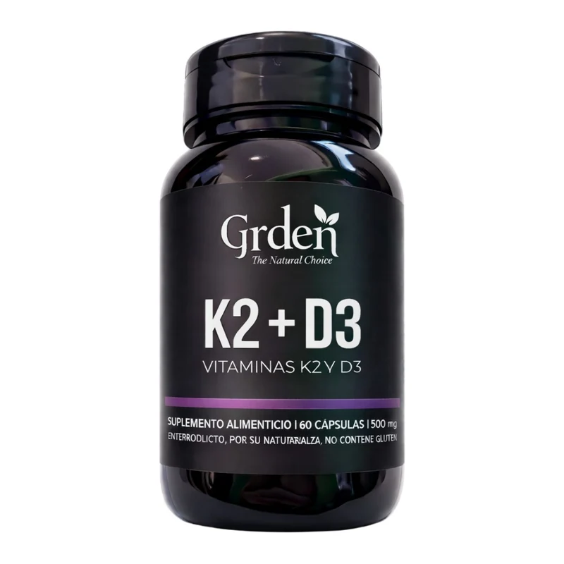 Grden Suplemento Alimenticio Vitaminas K2 + D3 Salud Ósea y Cardiovascular, 60 Cápsulas