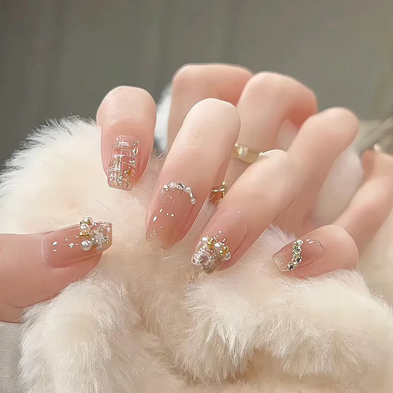 Premium mit Strass verzierten Press-On Nägel Karnz