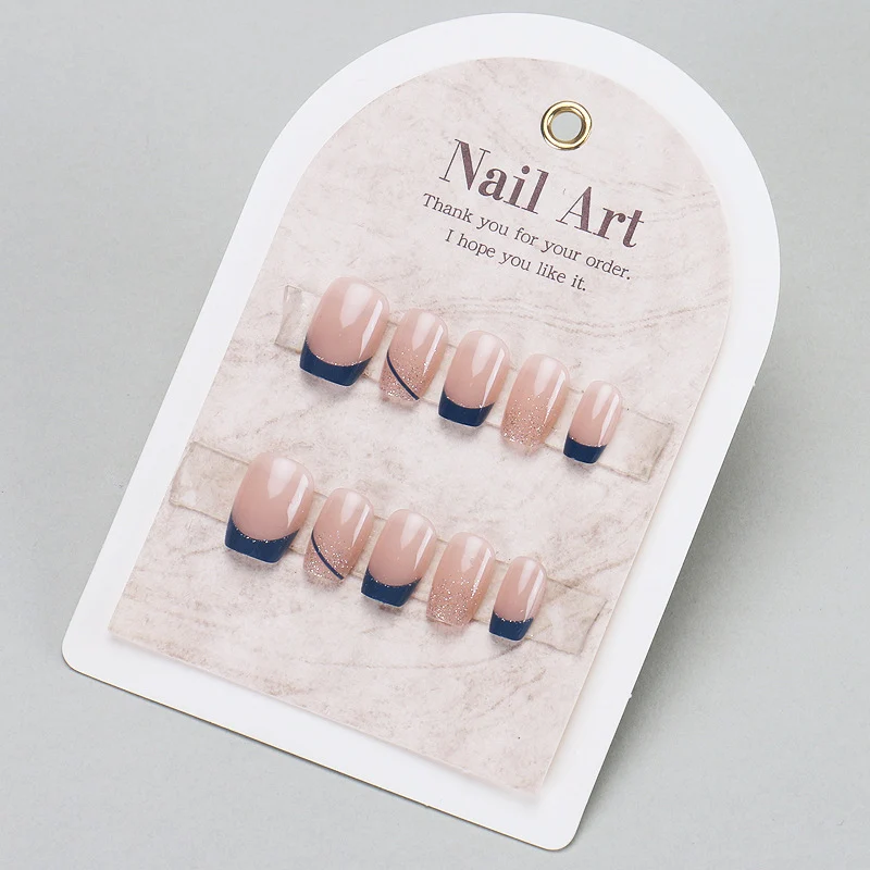 Premium Press-On Nail Set mit elegantem Glitzer und französischen Spitzen Karnz