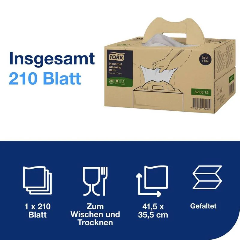 B-Ware Tork Reinigungstücher 1 lagig 210 Tücher Vlies grau Oberflächenreinigung Box