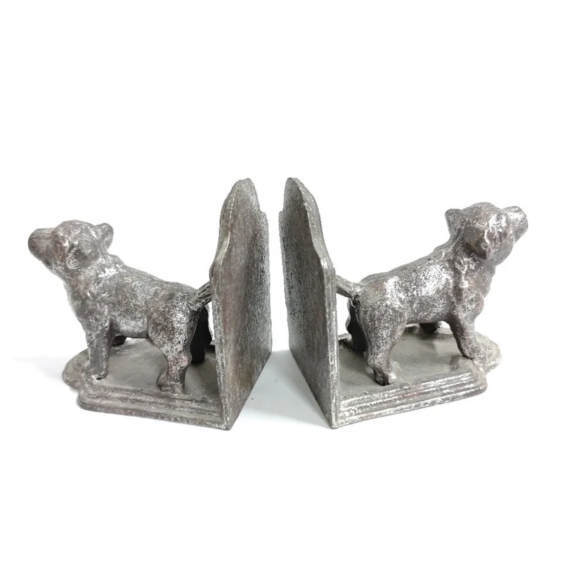 Rustikale Hunde-Figuren Buchstützen