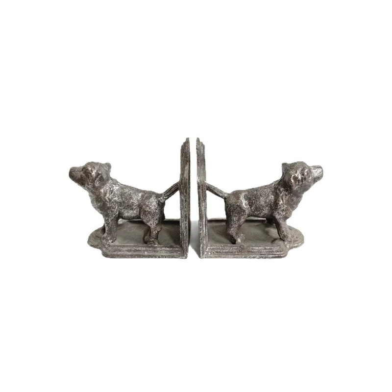 Rustikale Hunde-Figuren Buchstützen