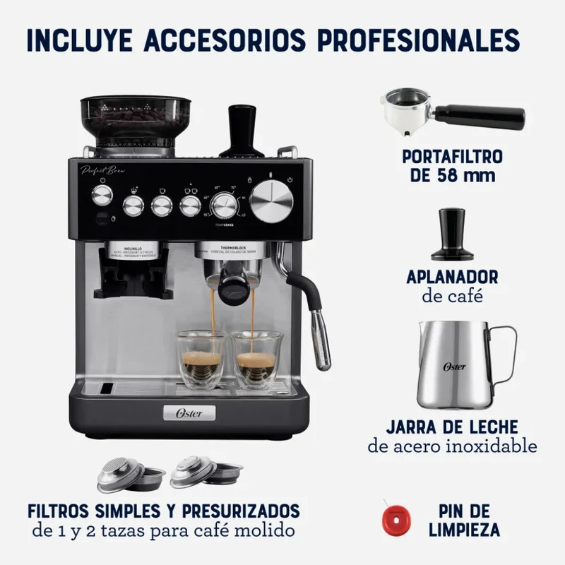 Oster Máquina de Café Espresso Semiautomática Perfect Brew, BVSTEM7301