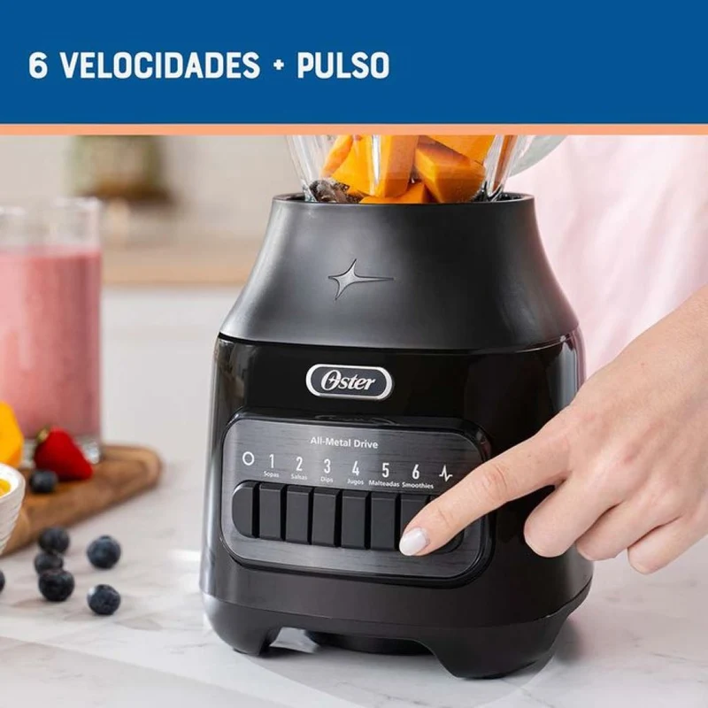 Oster Licuadora Jarra de Vidrio 6 Velocidades 1.5 L (BLSTPEG)