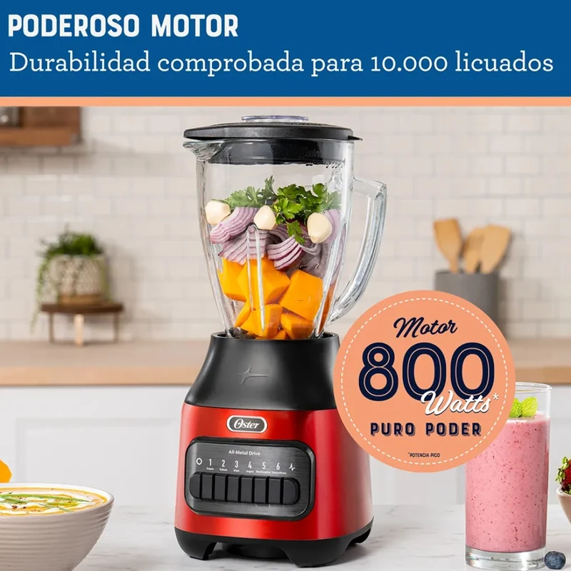 Oster Licuadora Jarra de Vidrio 6 Velocidades 1.5 L (BLSTPEG)