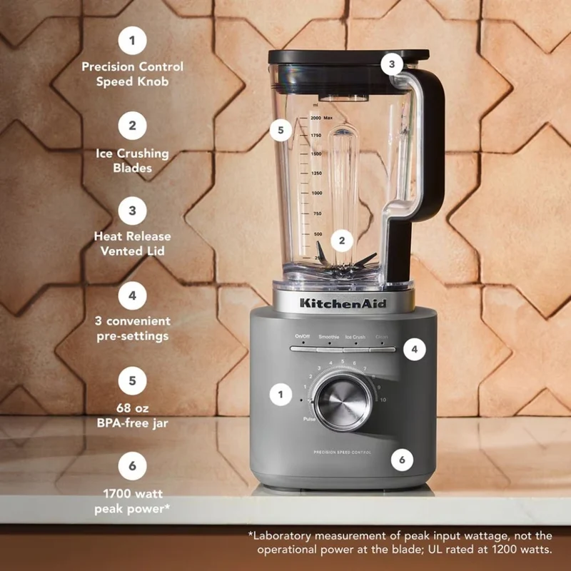 KitchenAid Licuadora Frasco de Plástico 2 Litros, Pure Power
