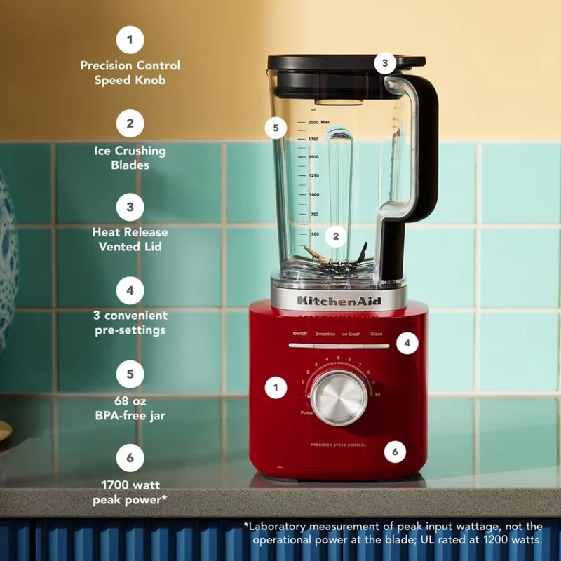 KitchenAid Licuadora Frasco de Plástico 2 Litros, Pure Power