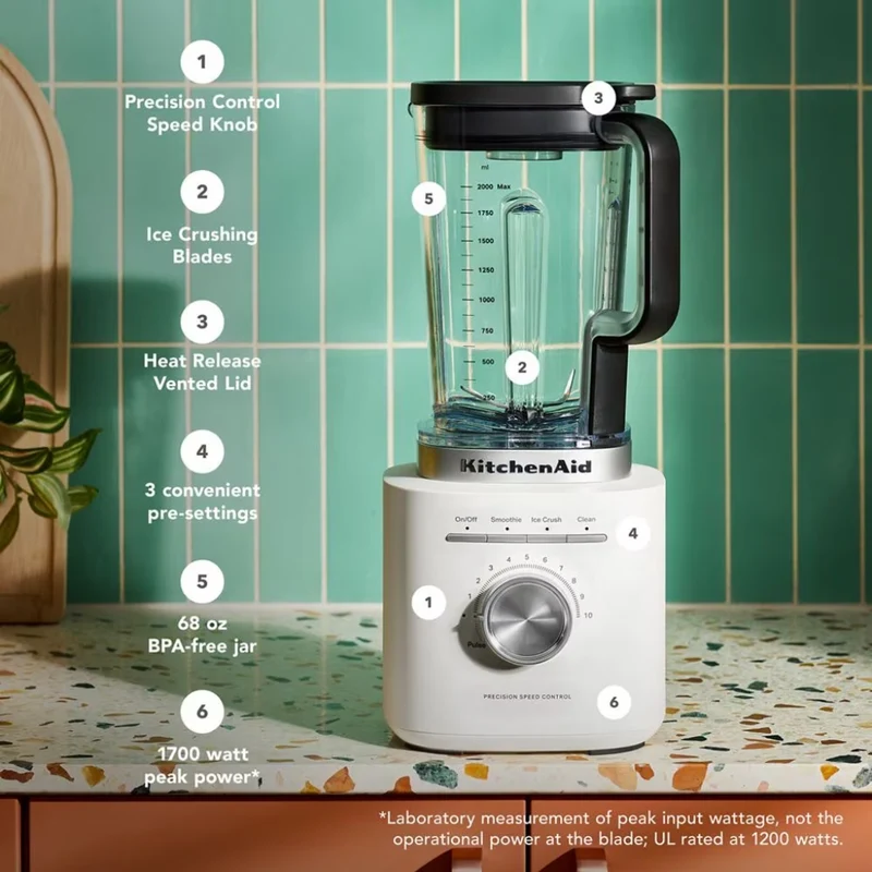 KitchenAid Licuadora Frasco de Plástico 2 Litros, Pure Power
